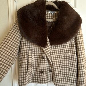 Reformation brown wool jacket with Fur - NWT